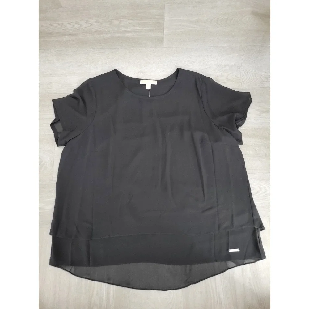 Michael Kors Women's Black Short Sleeve Top Solid Color NWT Size 2X Plus